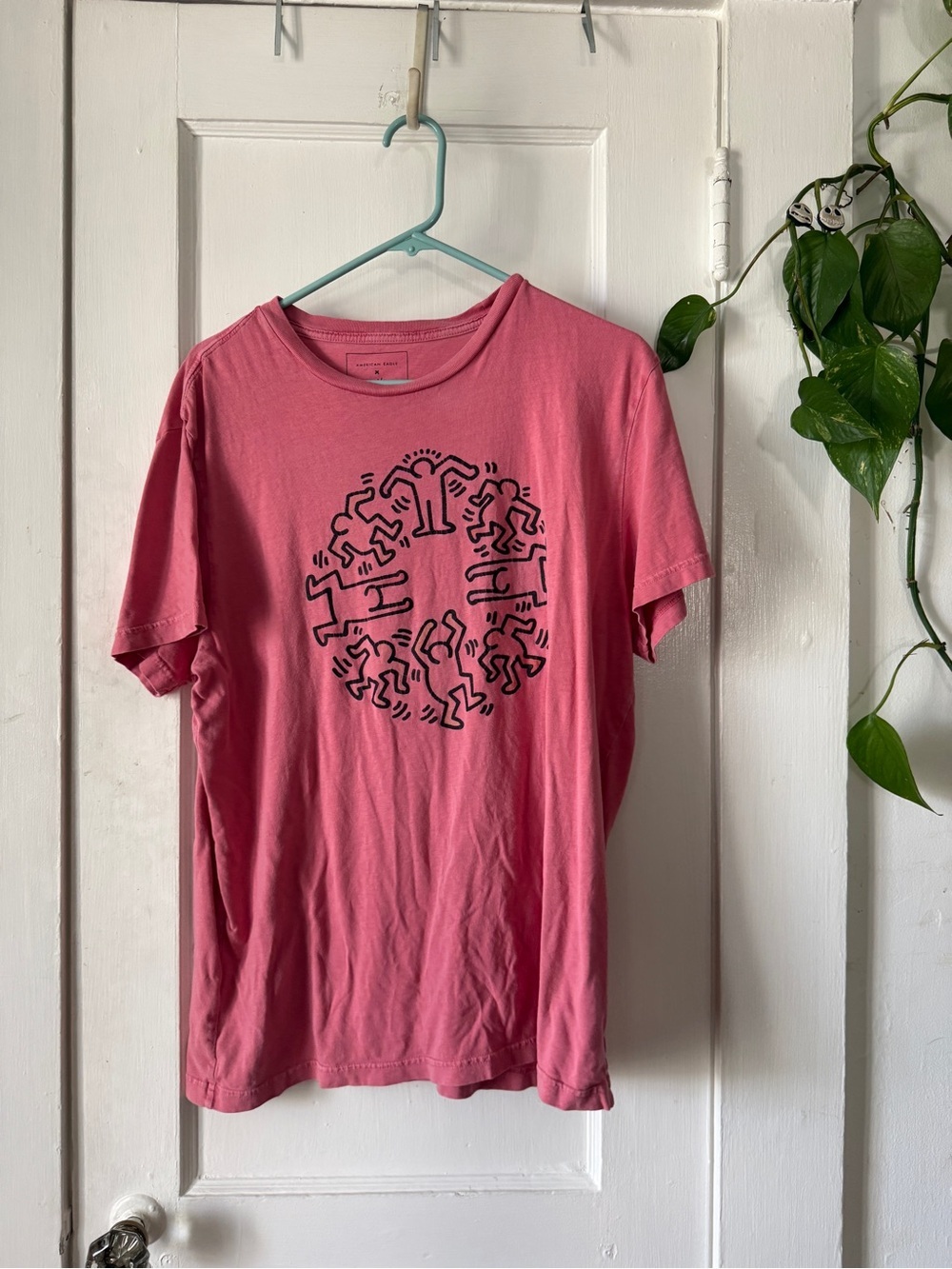 American Eagle Outfitters Pink Keith Haring Style Graphic Tee